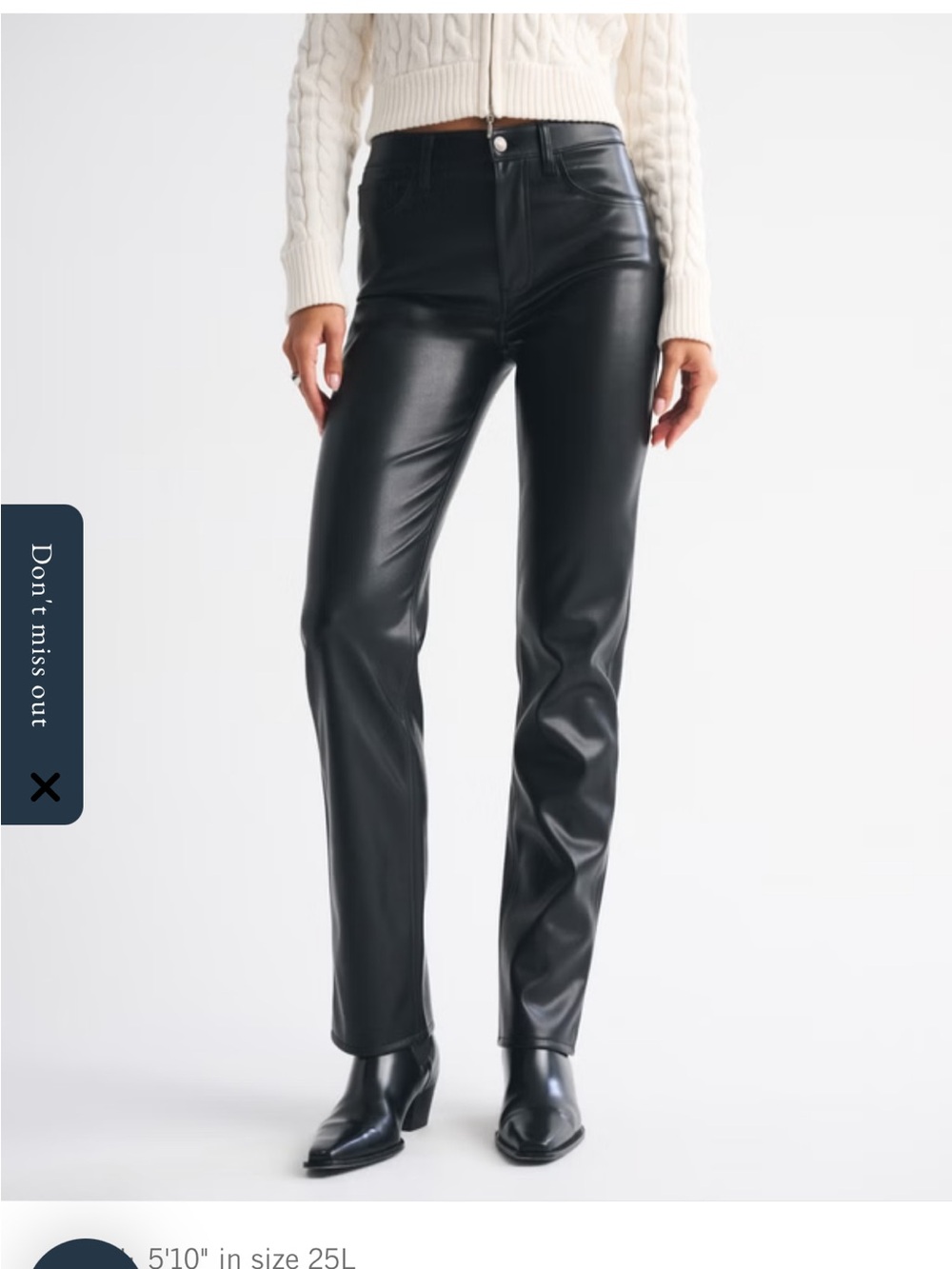 NWT Abercrombie 26 90's Straight Ultra High Rise Straight vegan leather pants